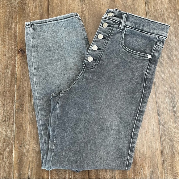 EXPRESS Jeans Mom Jeans Women’s 6 R Ankle Ripped Supper High Rise Straight - Picture 3 of 11